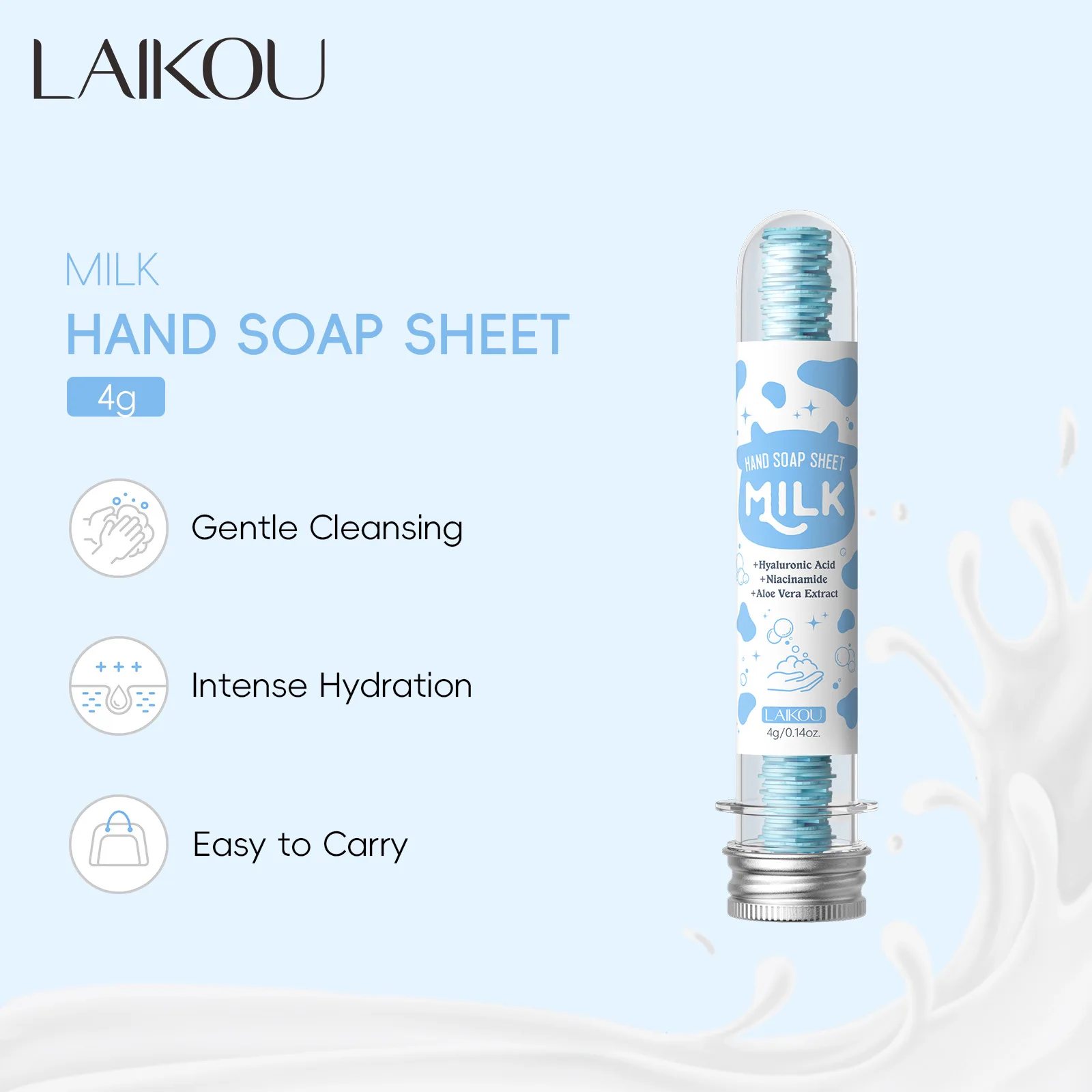 

LAIKOU Hand Soap Sheets with Milk, Portable Paper Soap 4g, Travel Hand Washing Foaming Soap Flakes On-the-Go Travel Gadget