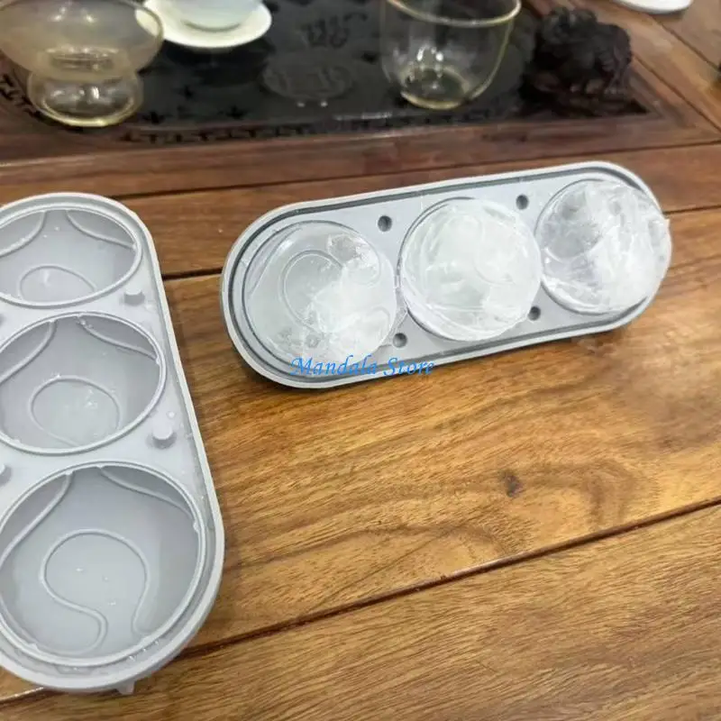 U2JC 3 Cavities Tennis Silicone Ice Tray Tennis Ball Ice Maker Mold For Cocktails Freezing Drinks Chocolate Jelly