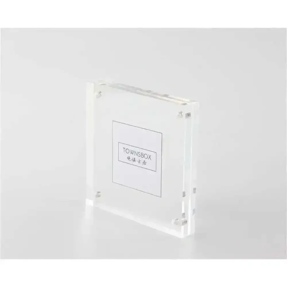Squre Acrylic Block Frame Magnetic Photo Frame Paper Price Tag Display Crystal Picture Frame Sign Holder 10*10cm 4 Inches
