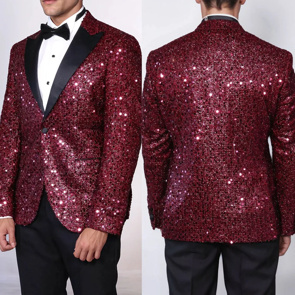 

Мужские свадебные костюмы с блестками и блестками, однобортные смокинги с остроконечными лацканами, деловая вечеринка, комплект из 2 предметов, пиджак, брюки по индивидуальному заказу