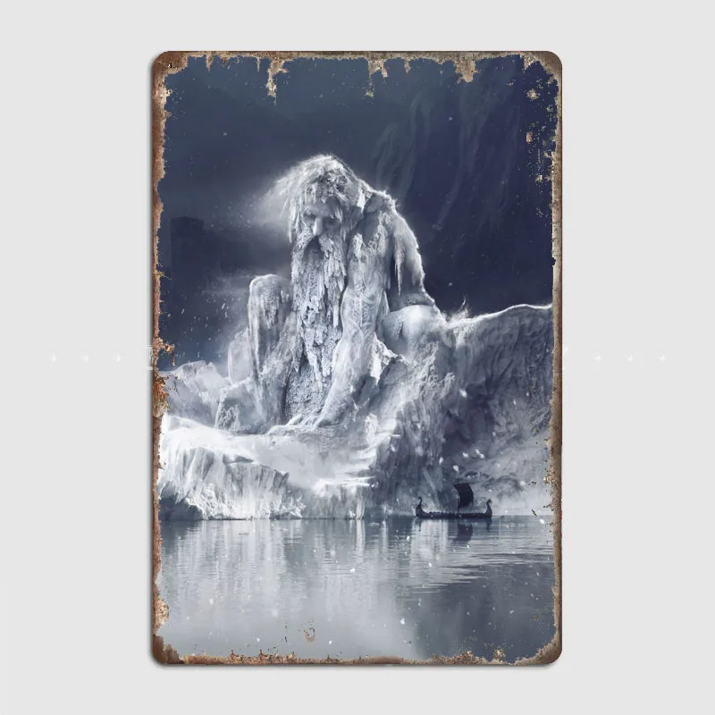 Norse Mythology Illustrated Jotunn Frost Giant Metal Poster Room Wall Decor Cinema Living Custom Tin Vintage Home Decor