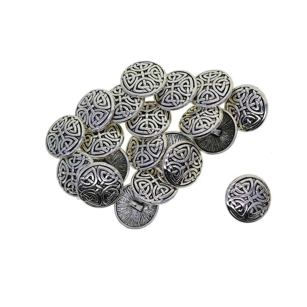 20 Pcs 17mm 0.7inch Tibetan silver  round maze Garment Clothing Fastening 1 hole Sewing Buttons jewelry DIY