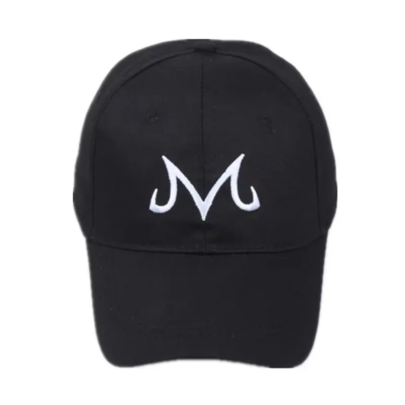 Hip Hop Letter M Logo Hats Majin Buu Fashion Baseball Cap Anime Cosplay Vegeta Sunshade Embroidered Adjustable Hat Outdoor