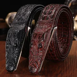 Fashion 3D Alligator Crocodile Shape Cow Leather Belt For Men Coffee Black Mens Belts Luxury Designer Belts Men High Quality B2
