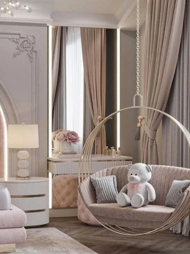 Children's Room Bedroom Girl Living Room round Single Hanging Basket Indoor Swing Glider Balcony