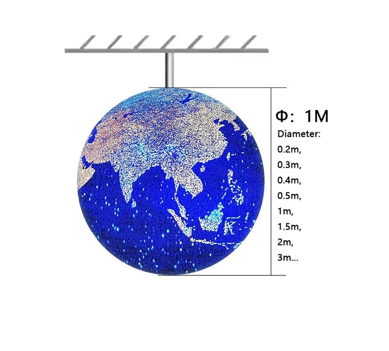 Custom 3D Screen Spherical P2.5/P3 Indoor/Outdoor Advertising Circular LED Display HDR10 1500cd Brightness 5-Year Warranty for