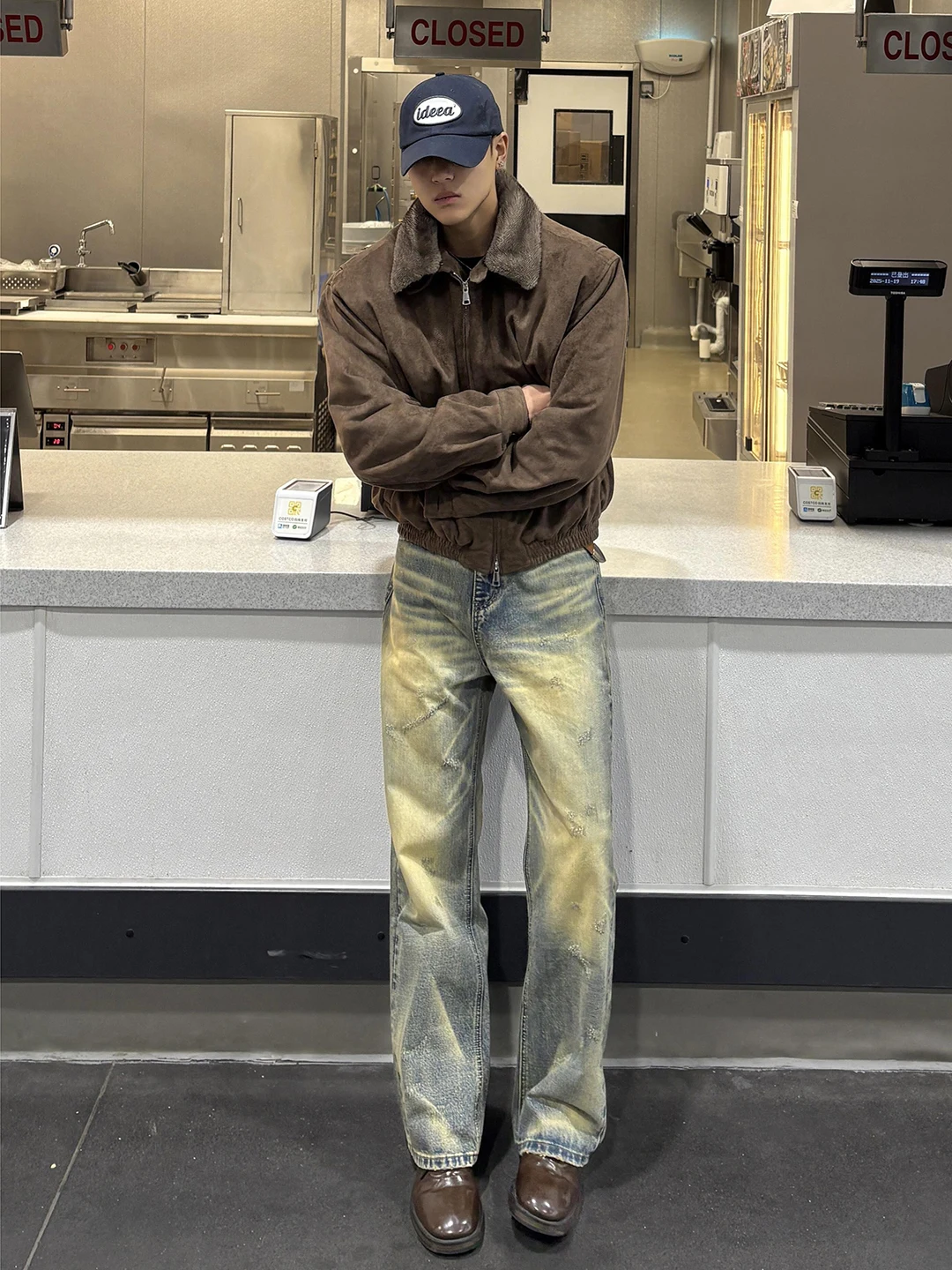 

Blue Waed Vintage Men's Wide Leg Jeans American High Street Cleanfit Loose Fit Knife Pants Casual Comfortable Denim