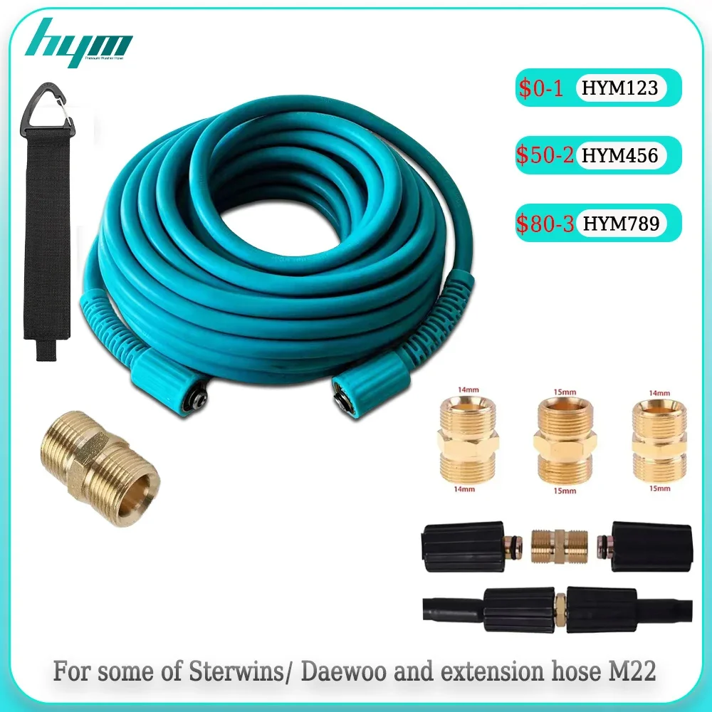 Super Flexible Pressure Washer Hose Cord Pipe  Kink Resistant High Pressure Hose M22-Pin 14/15 Extension Replacement Hose