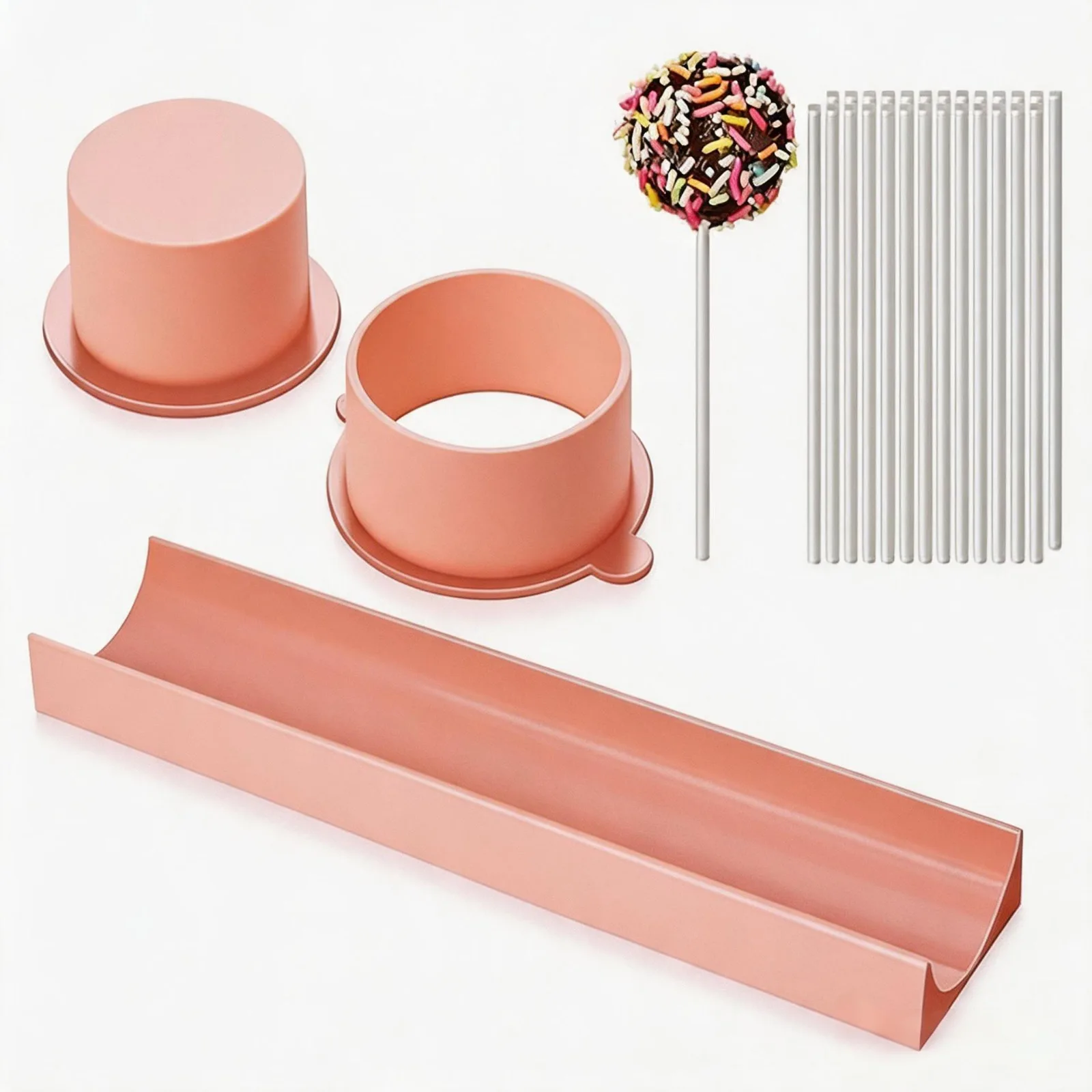 Circle Cake Pop Mold Set with 9 Inch Tray Round Cake Pop Cutter and Pusher for Parties, Wedding,Home Desserts Making Baking Tool