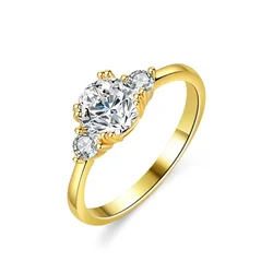 14K Yellow Gold 1ct All Moissanite Rings for Women Luxury Quality Jewelry Sparkling Lab Diamond Wedding Band GRA
