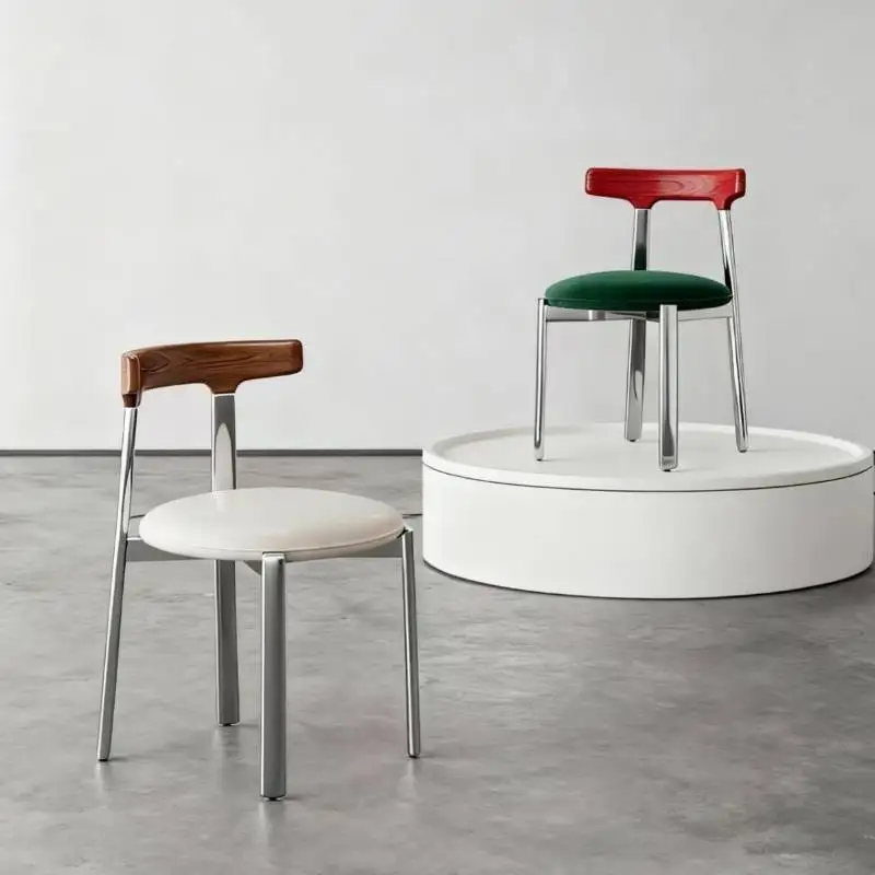 Silla de comedor blanca con patas de metal, silla de comedor moderna y de lujo tapizada para oficina, Sillas de Comedor de diseño, muebles para el hogar
