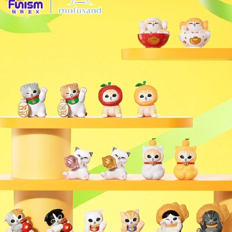 

2026 New Mofusand Lucky Cat Series Mini Beans Blind Box Figurines Toys Anime Figures Mofusand Collectible Desktop Ornament Gifts