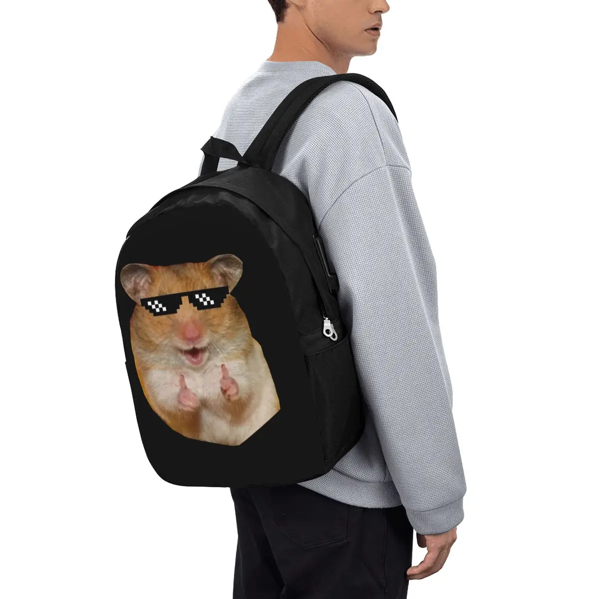 Funny Hamster Backpack Travel Notebook Bag Computer College Student School Bag Laptop Shoulder Bags for Men Women view 3