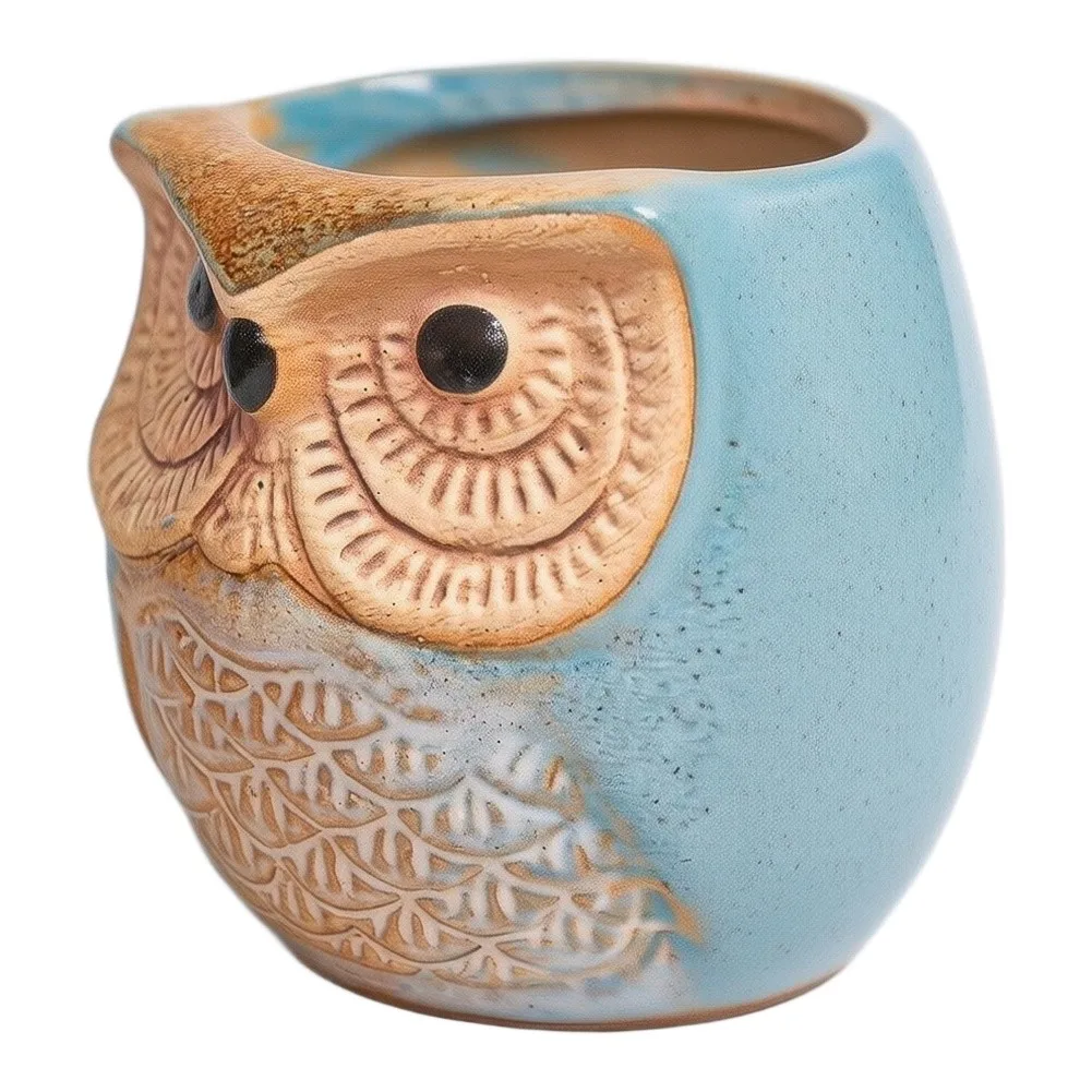 6pcs Owl-shaped For Succulent Flower Pot Simple Breathable Animal-Themed Terracotta Flower Pot With Pre-drilled Drainage Hole