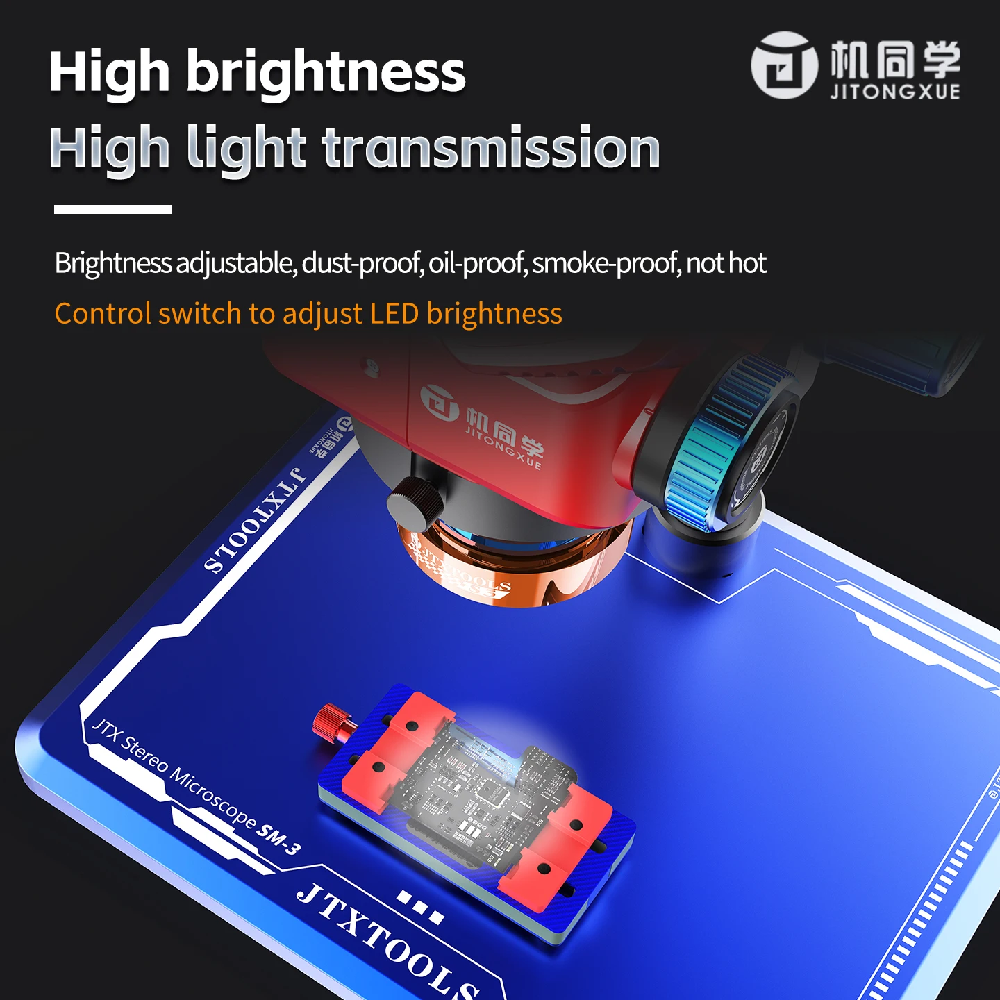 Jtx s3 alto brilho led microscópio à prova de poeira fonte de luz espelho para reparo de solda microscópios estéreo ajuste olho proteger