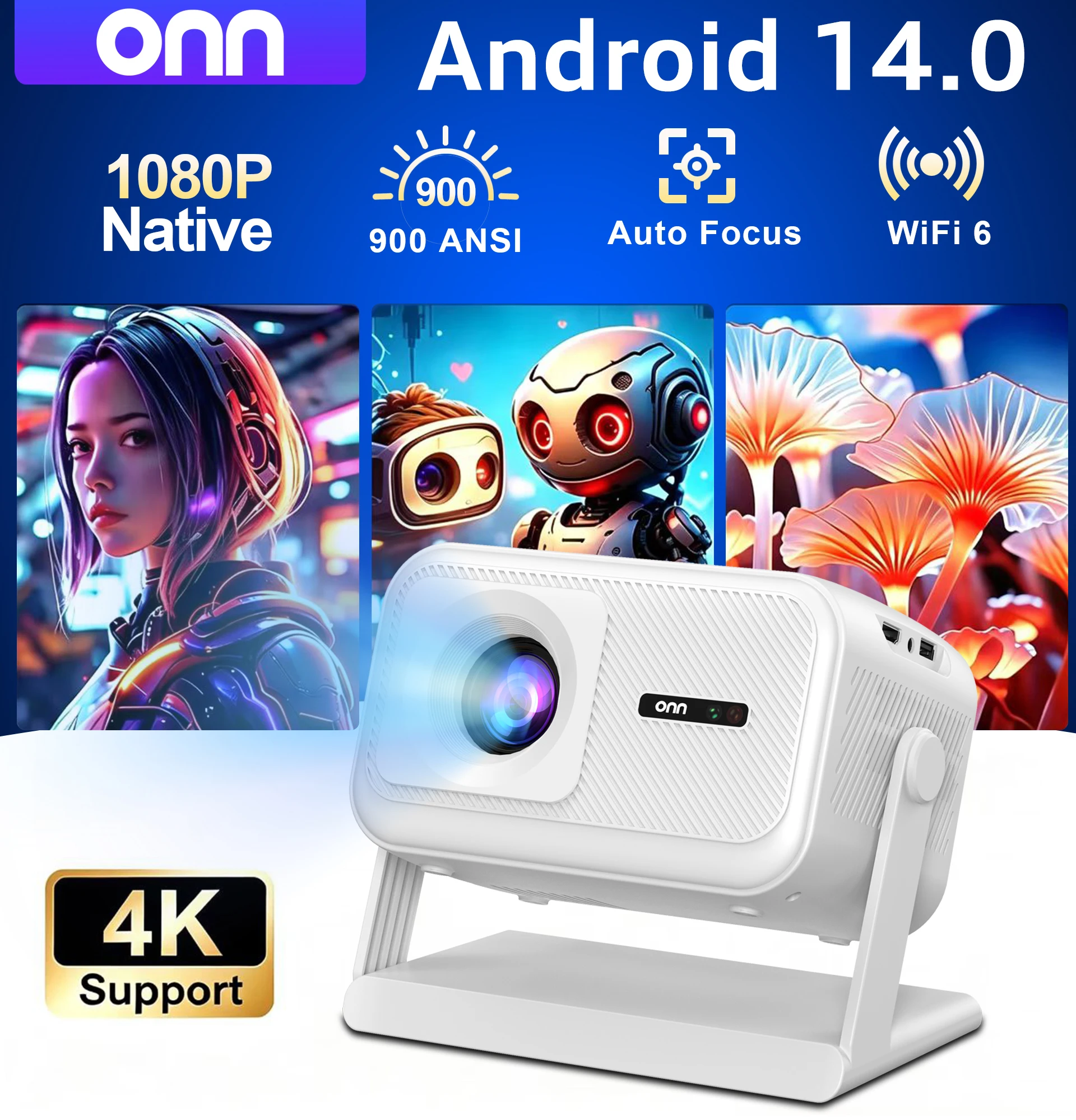 Умный проектор ONN 1080P с And – обзор и цена Auto Focus Keystone Correction Projector