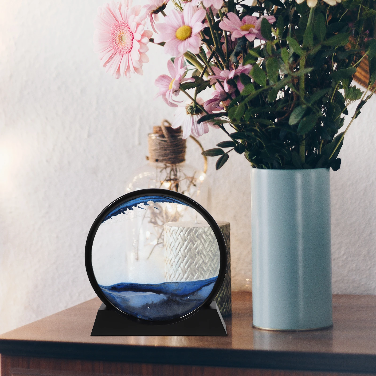 

Sand Hourglass Decor 3D Moving Sand Art For Home Office Bedroom Desk Bookshelf Decoration Study Room