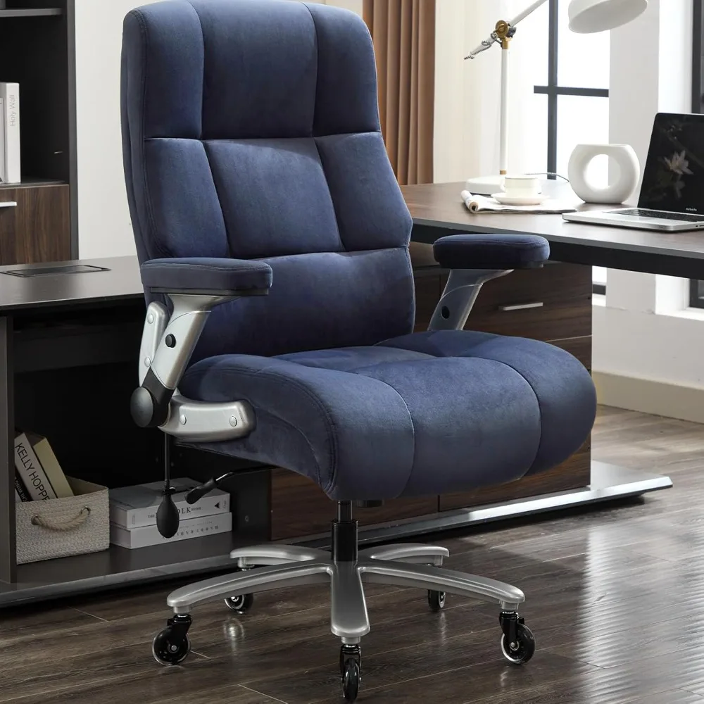 500 pound tall office chair with adjustable lumbar support, 2D flip armrests, and quiet rubber wheel office chair