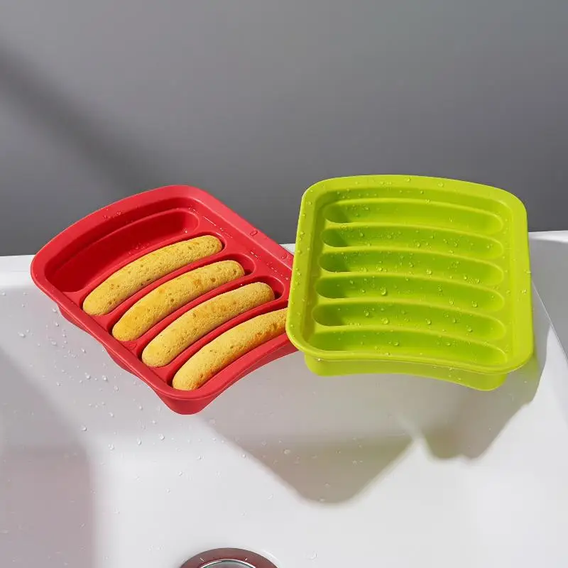 6 Grids Silicone Sausage Maker Mould DIY Ham Hot Dog Making Mold With Lid Household Kitchen Sausage Cake Baking Tools