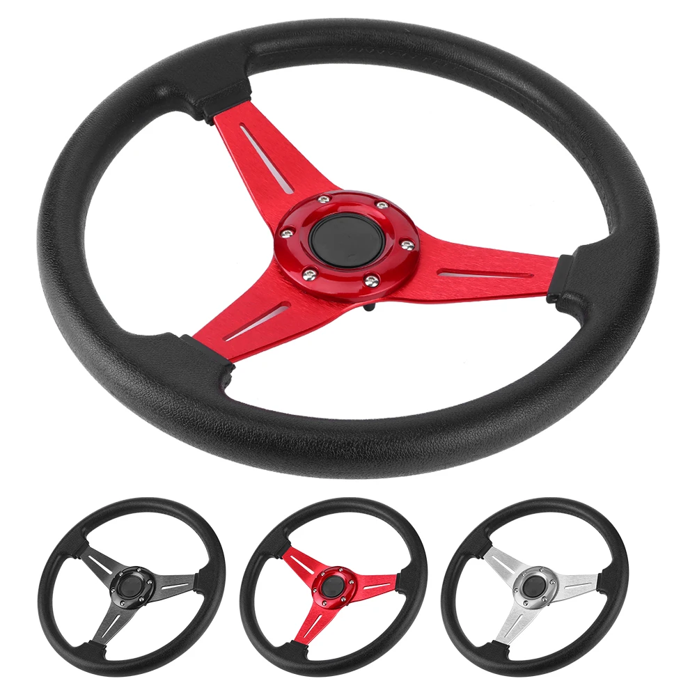 Auto Sport Drifting Steering Wheels Deep Dish Corn Universal Racing PU Leather Steering Wheel 350mm 14inch Aluminum Alloy