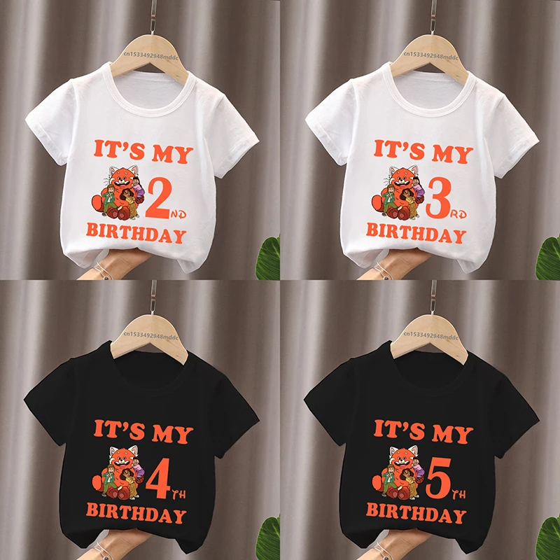 

It's My 1 2 3 4 5 6 7 8 9 Years Birthday Boys Girls T shirt Turning Red Panda Mei Lee Print Cartoon Kids Clothes Baby T-Shirts