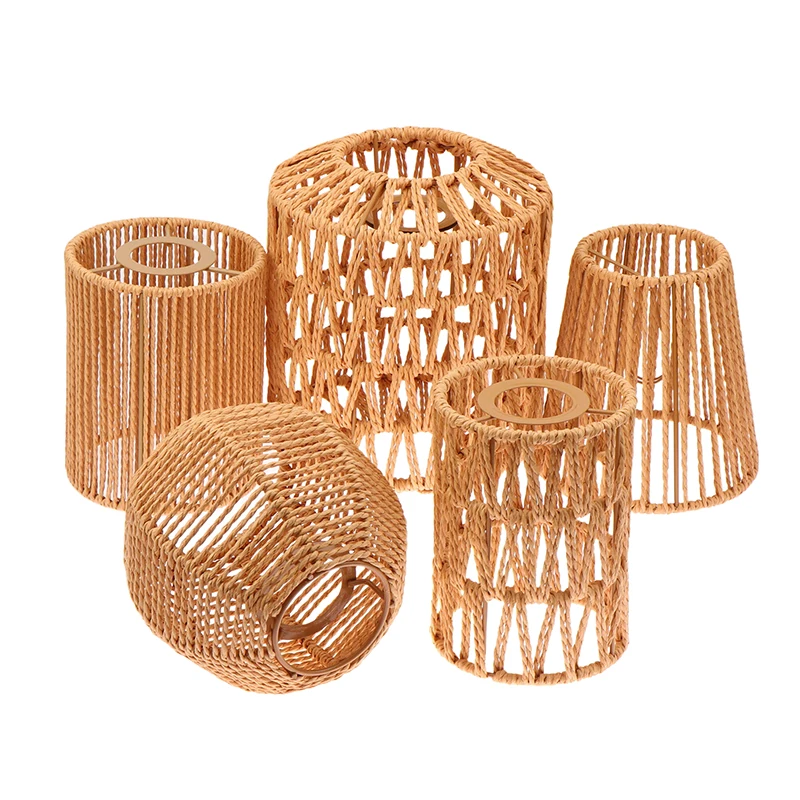 

1 Pcs Hand Weave Lampshade Rattan Hanging Lamp Shade Cafe Hotel Light Cover Ceiling Pendant Fixture For Home Restaurant Decors