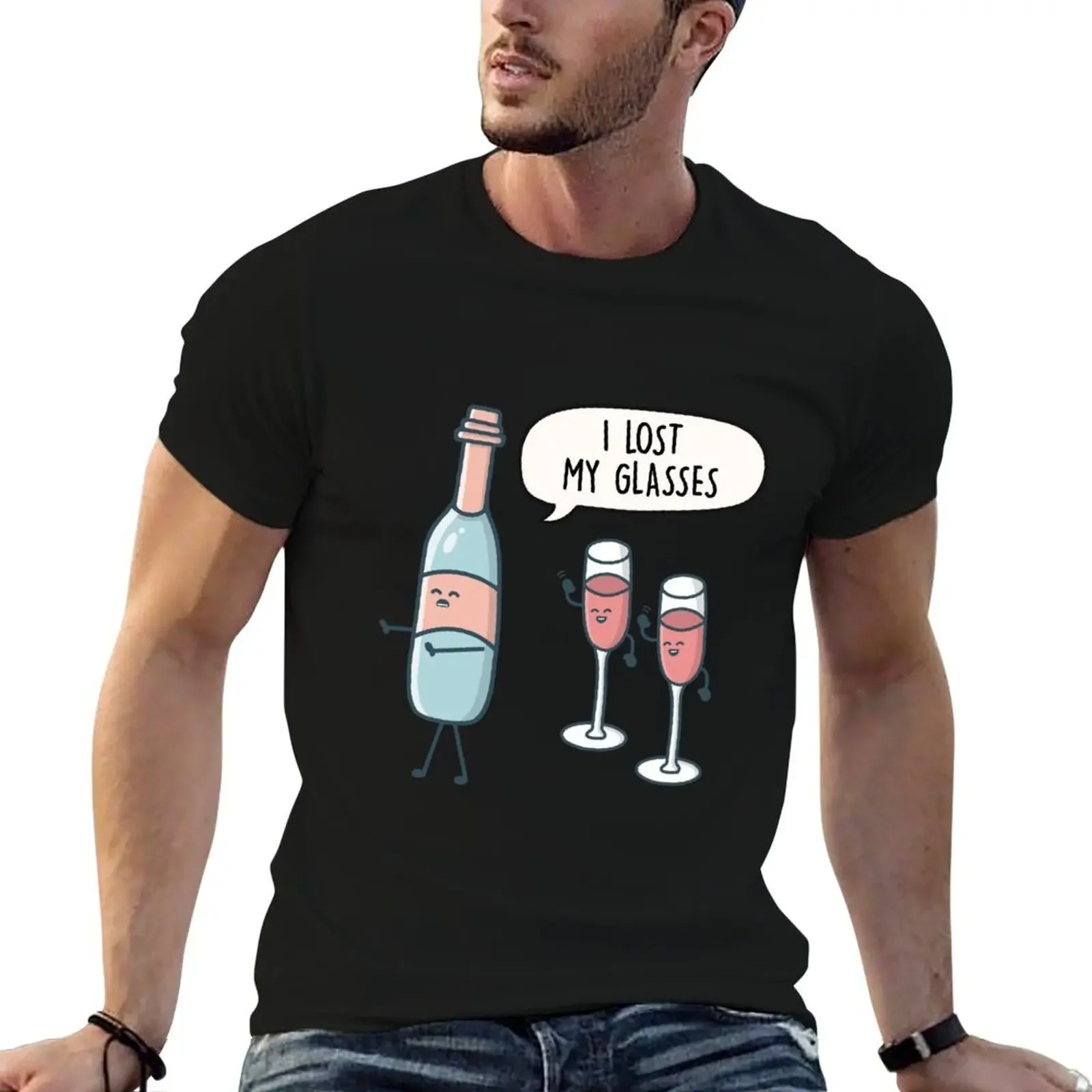 

I lost my glasses - Wine glass pun gift T-Shirt cotton man t-shirts anime tshirt aesthetic clothes mens t shirts casual stylish