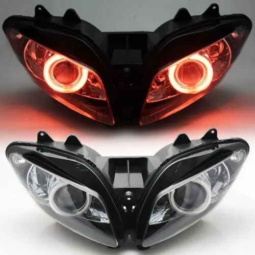 Motorcycle Headlight Assembly HID Projector Headlamp Moto Hight/Low Head Light Lamp For Yamaha YZF R1 2002-03 White Red Eyes LED