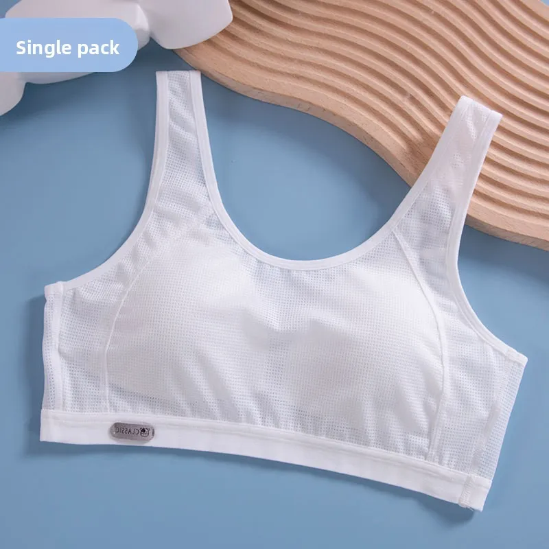 Breathable Woman's Brassiere Fixed Strap Mesh Bras Girls Underwear Adolescent Ladys Shockproof Vests Sports Everyday Development