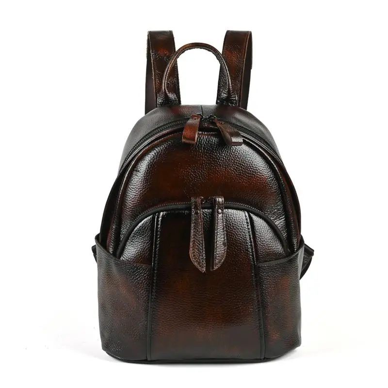 2026 New Vintage Genuine Leather Women Backpacks Luxury Brand Female Real Natural Leather Ladies Girl Student Casual Backpack