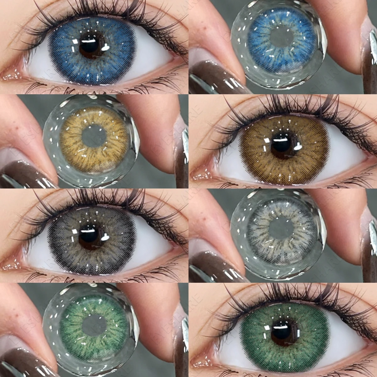 EYESHARE Lentes de Contacto de Colores para Ojos Serie SERBIE Lentes de Contacto Marrón Ojos Azules Contactos Uso Anual Alunos Verdes