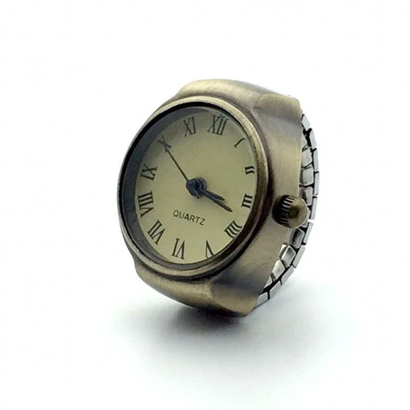 Vintage Punk Finger Uhr Mini Gummiband Legierung Uhren Paar Ringe Schmuck Uhr Retro Römischen Quarzuhr Ringe Frauen Männer