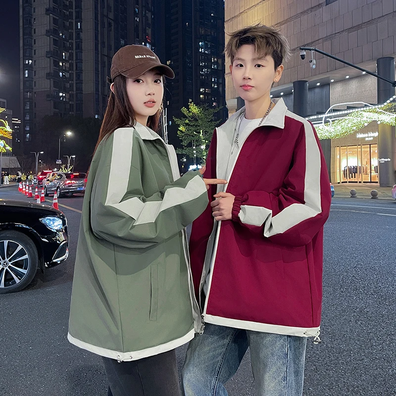 

Double-Sided Wear Men's Spring Autumn Loose Pilot Sle Casual Stand Collar Jaet Faionable Brand New 2026 Polyester Fiber