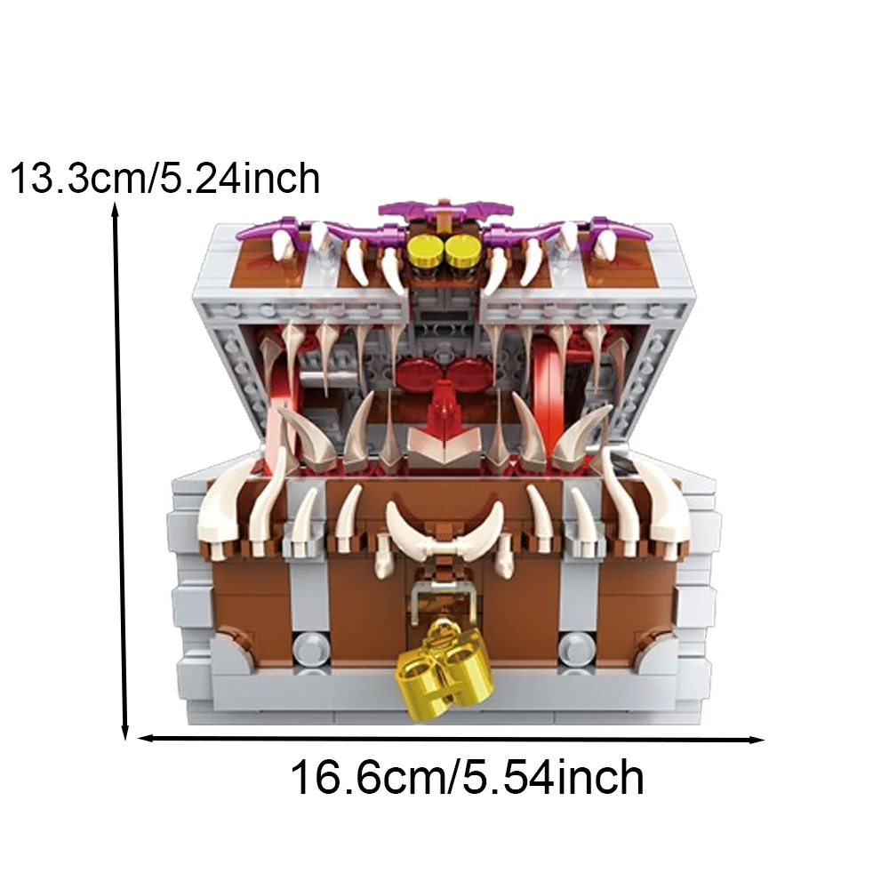 Treasure Mimic Chest Monster Building Blocks Set Action Figure Treasure Chest Monster Bricks Toy Puzzle Toy DIY Adult Desktop Or