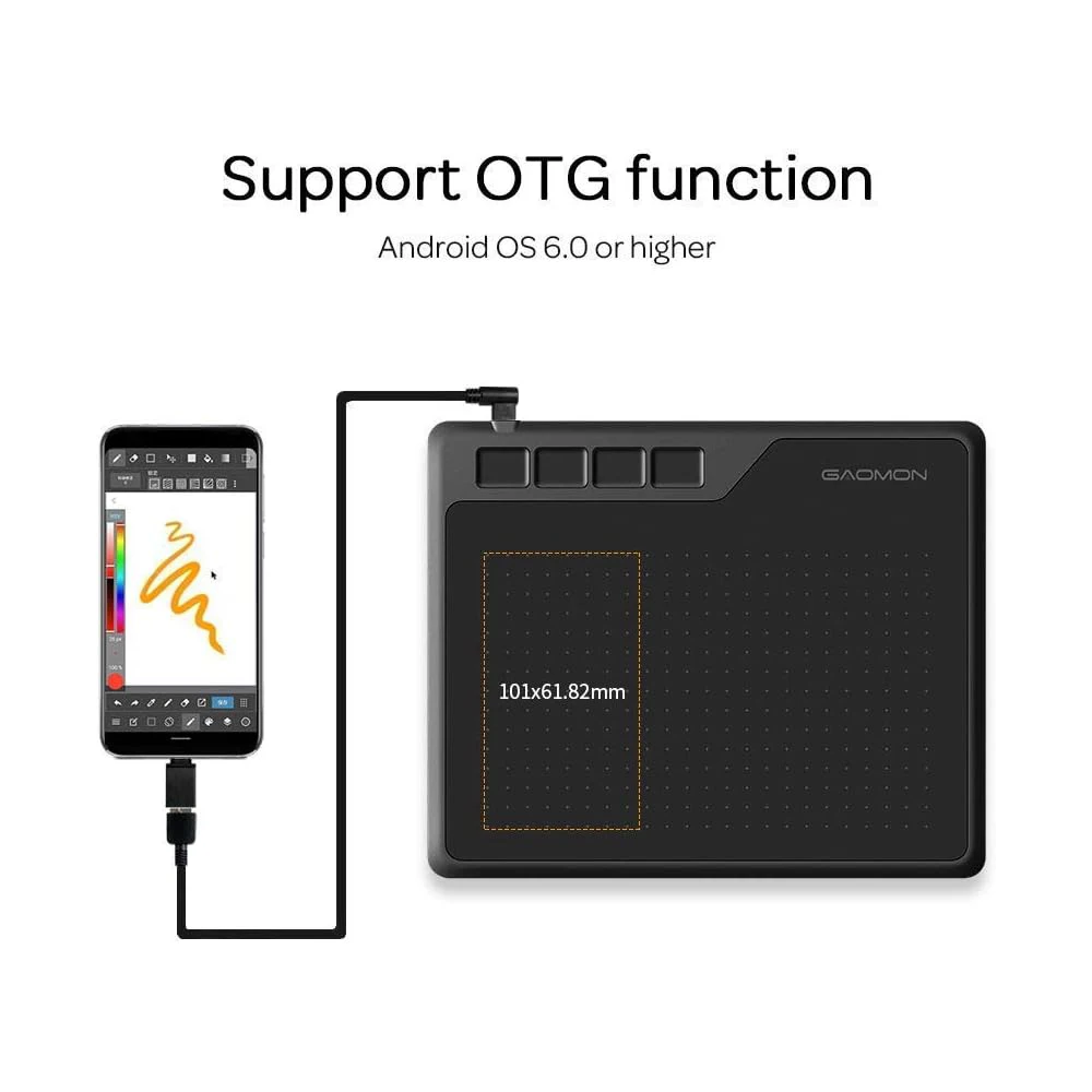 تابلت الرسومات Gaomon S620 مقاس 6.5*4 بوصة تابلت رقمي صغير للرسم لـ OSU لوحة تدوين الملاحظات متوافقة مع هاتف Android #4