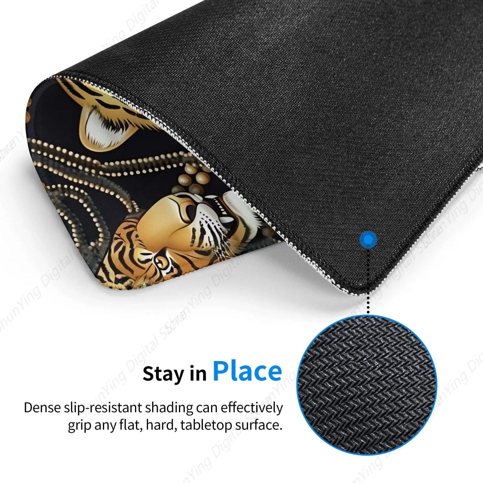 Anti Slip Mouse Pad With Rubber Game Tiger Head Pattern Office Decoration Washable Keyboard Pad, Gaming Work Computer 18*22cm