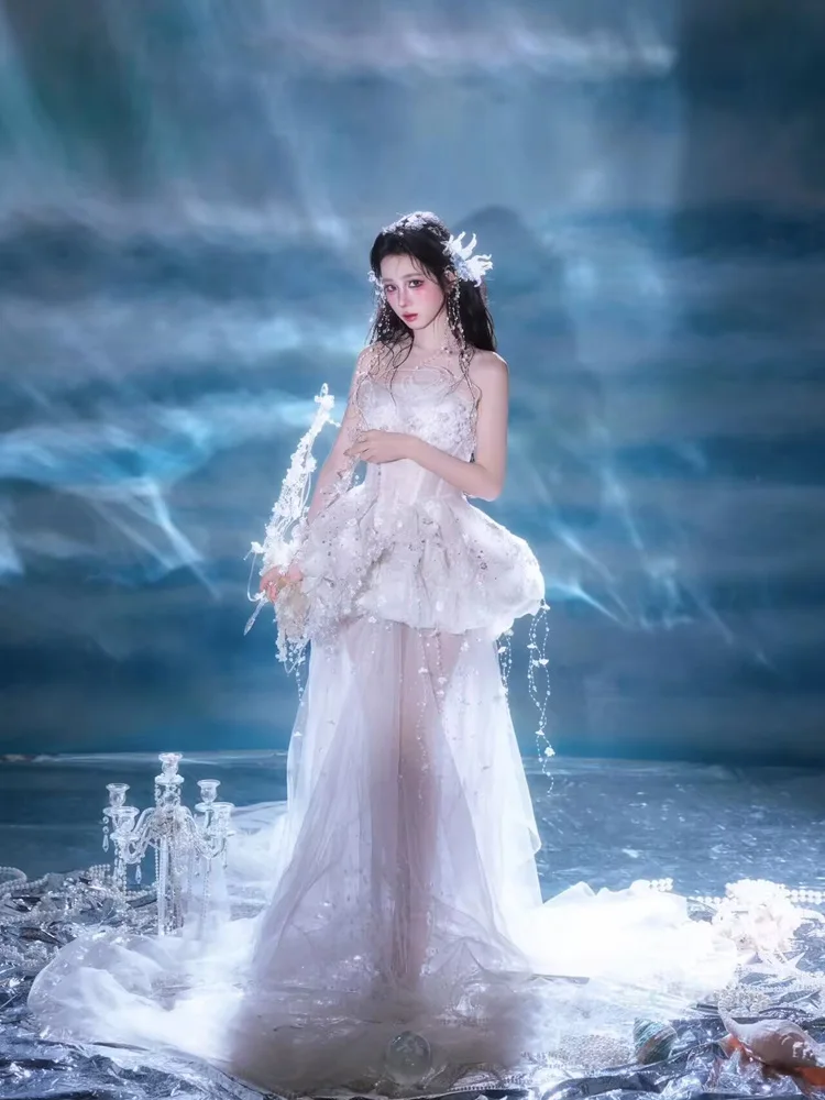 

2026 New Dreamy Fairy Princess Mermaid Atmosphere Photography Costume Heavy Workmanship Special Occasion Women's Dress