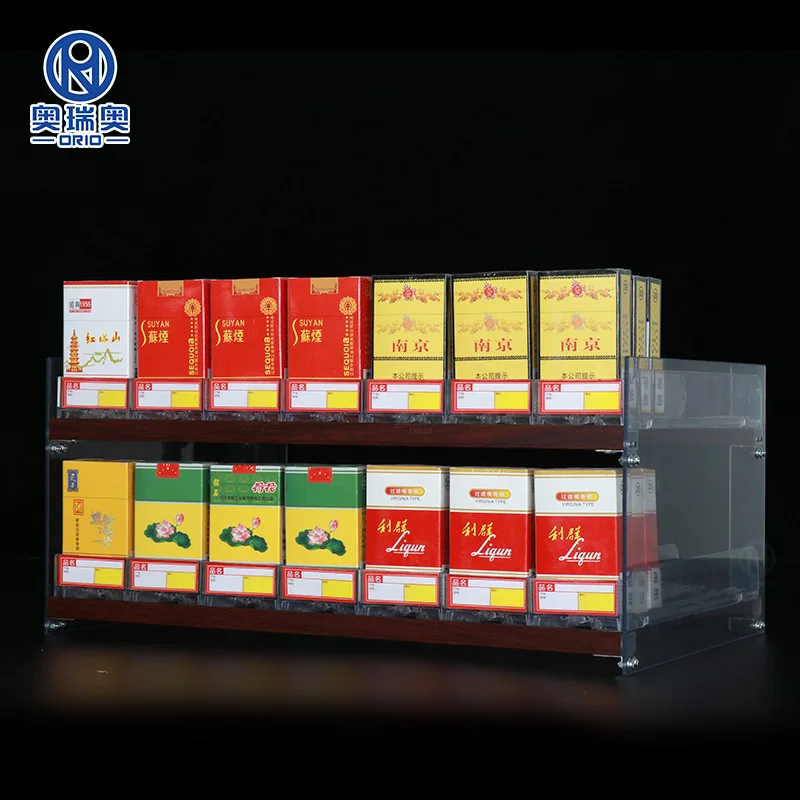 Cigarette Shop Showcase Acrylic Display Stand Racks Automatic Pusher Display Cigarette Cabinet Rack Holder for Supermarket Store