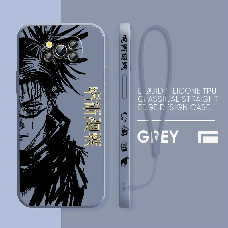 Anime Jujutsu Kaisen Cool For Xiaomi Poco Cover For X4 X3 F4 NFC M6 M5 M4 M3 GT S Pro 4G 5G Liquid Left Rope Phone Case