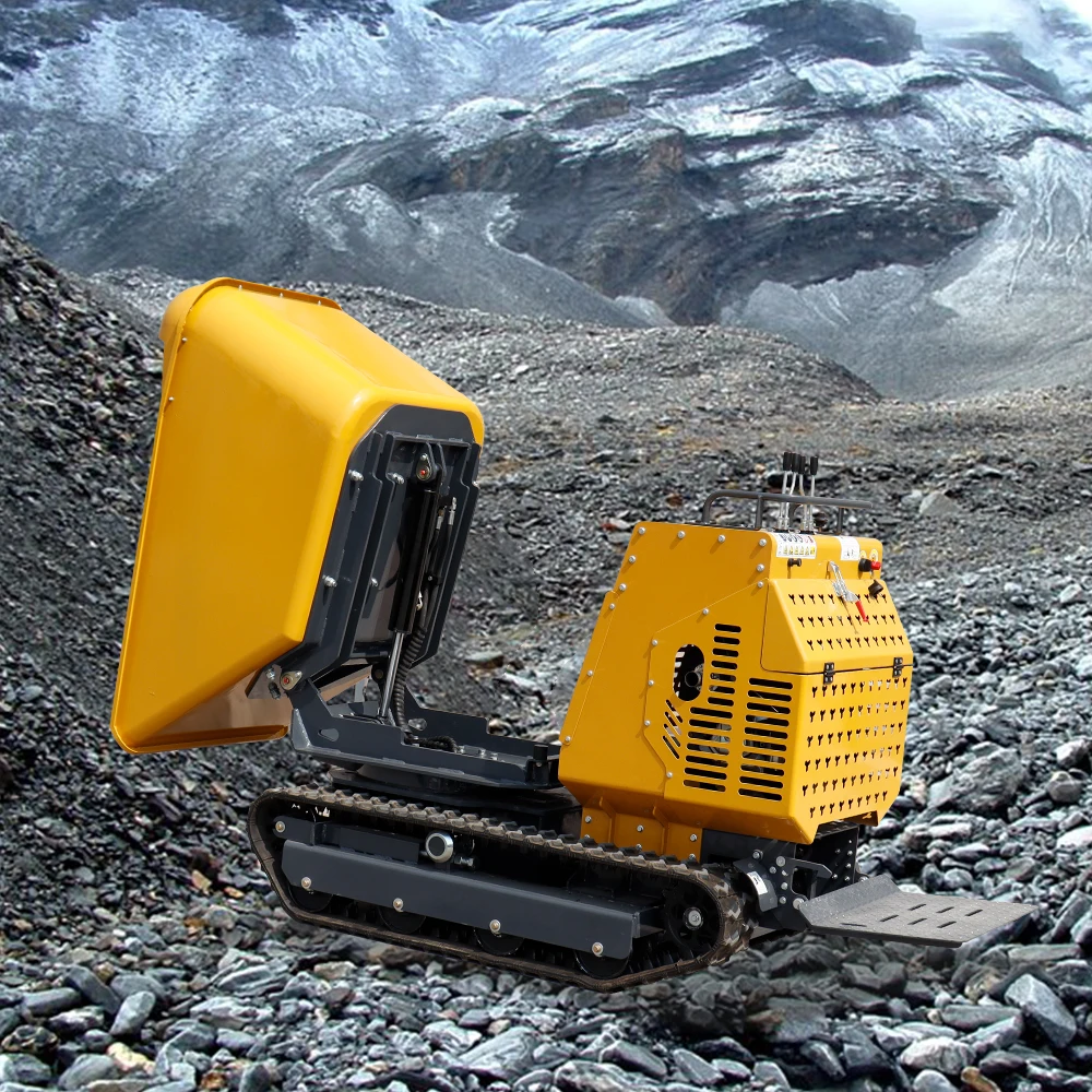 

Self Loading Hydraulic Mini Track Garden Dump Truck HT500 Mini Track Transport Vehicle Rubber Dump Truck
