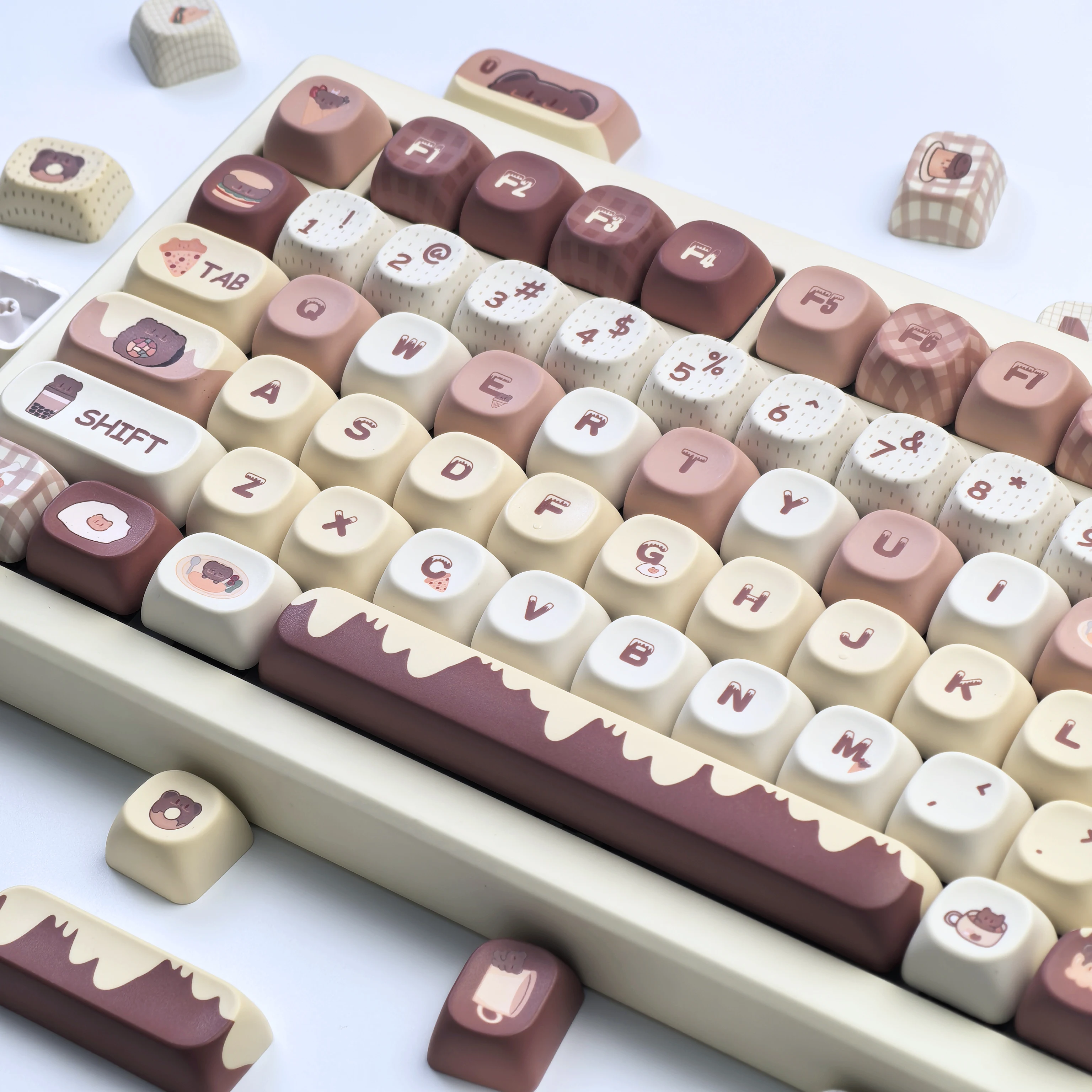 Yellow Moa Keycap Butter Bear Cute Round Personalized Alice Layout Aula F75 Keyboard Keycap Set
