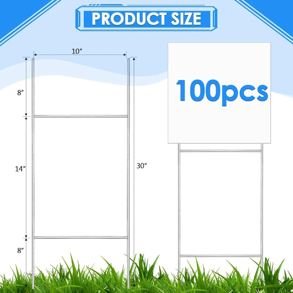

100 шт. сверхмощные металлические колья H для дворовых знаков, 30 x 10 дюймов, устойчивые к атмосферным воздействиям проволочные рамки для гофрированных рекламных досок