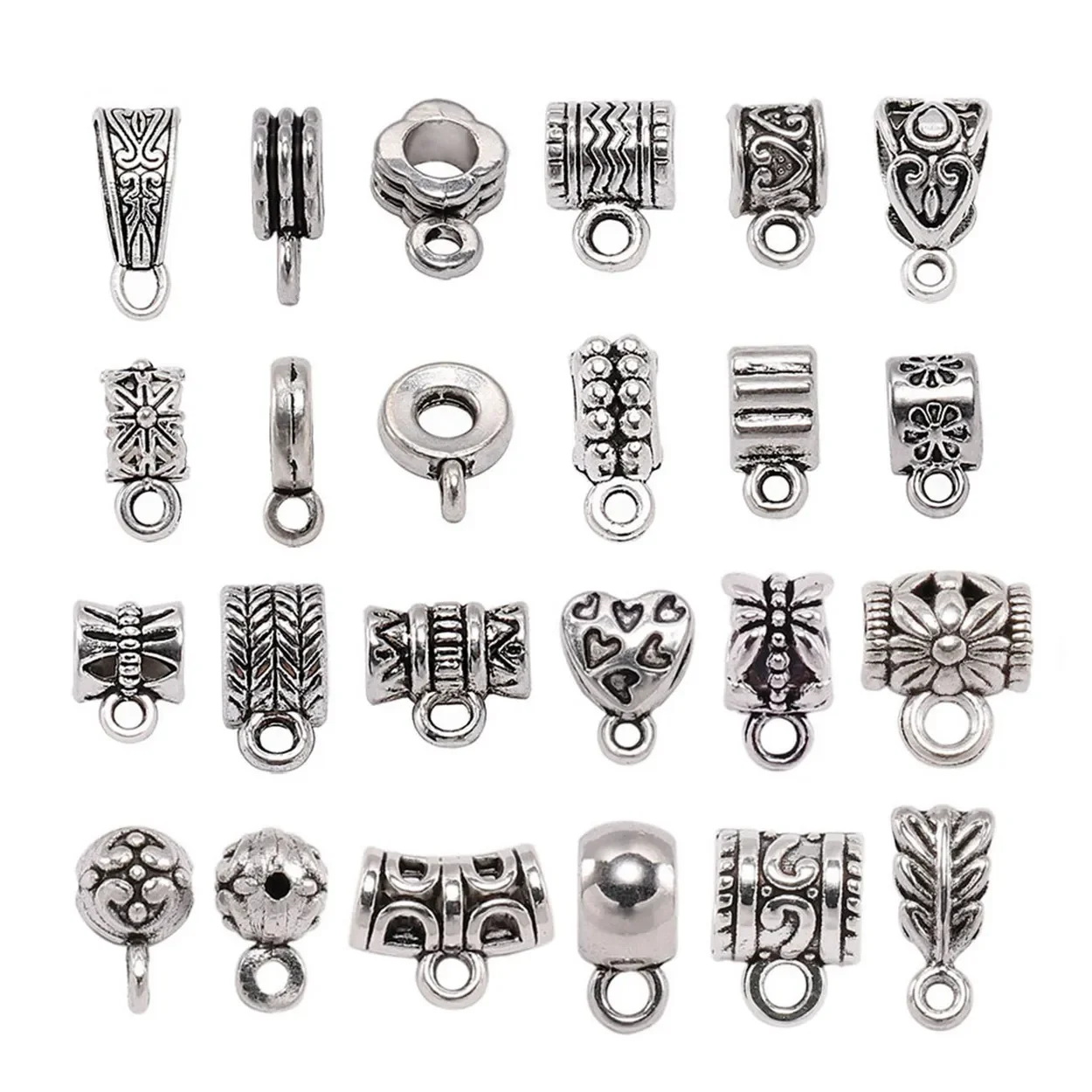 

20pcs Tibetan Silver Color Metal Connectors Beads Bails Lot for Jewelry Making Accessories DIY Crafts Findings