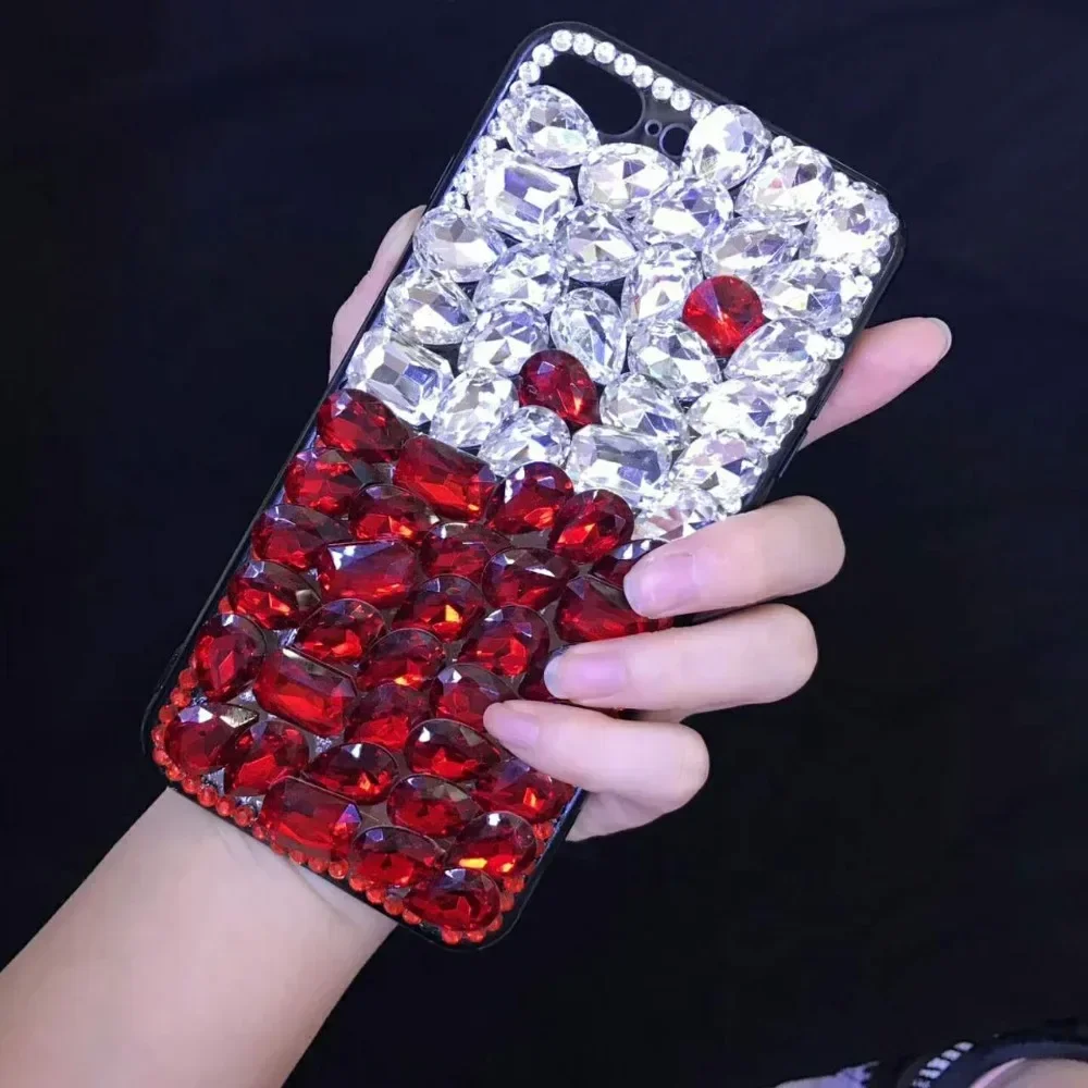 S22 Ultra Glas Dicke Strass Fall Für Samsung Galaxy S21 S20 Plus A51 A71 Hinweis 10 lite A20S Abdeckung Bling Telefon Gehäuse