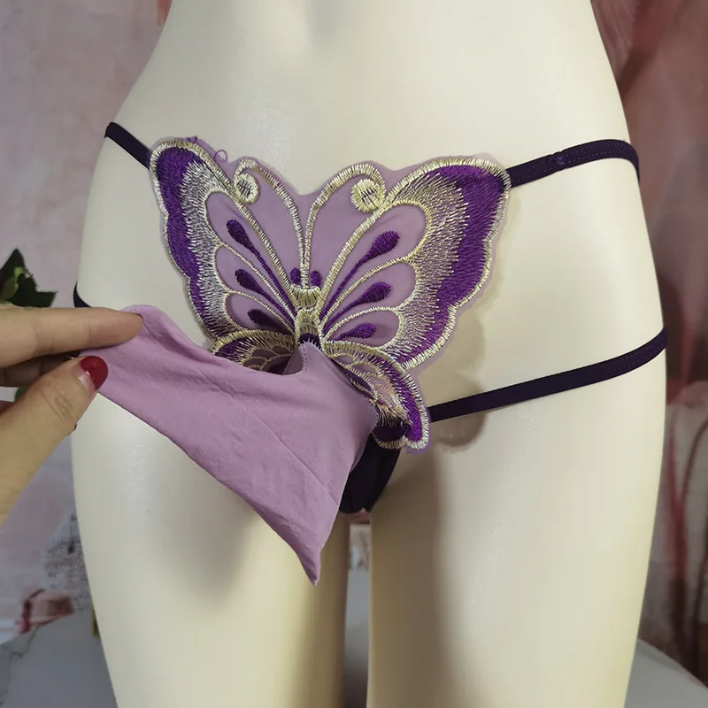 Men Sheer Thong G-String Egg Wrapped Peni Sleeve Thong Hollow Underwear Sexy Lace See Through Lingerie Butterfly Erotic Hombre