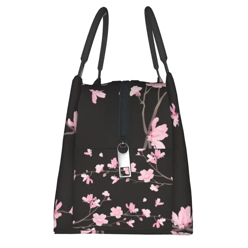 Bolso de mano con aislamiento de flor de cerezo para mujer, bolsa de almuerzo con flor de cerezo Sakura, enfriador térmico portátil, fiambrera de comida, viaje