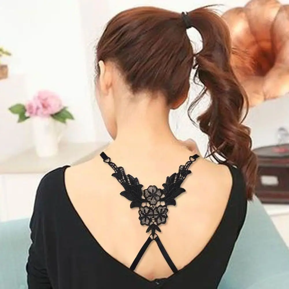 3Pcs Cross Beauty Back Bra Straps Flower Anti-slip Lace Bra Straps Butterfly Buckle Belt Bra Shoulder Straps Lingerie Accessory