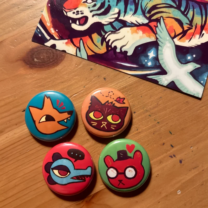 Cute Night In The Woods MiNi Dual Use Pin Mae Character Cosplay Pinback Buttons Game Peripheral Bag Decor Souvenir for Gamers