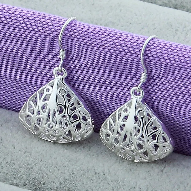 

925 Sterling Silver Earrings Hollow Triangle Women's Simple Fashion Earrings Birthday Party Wedding Anniversary Jewelry Gift