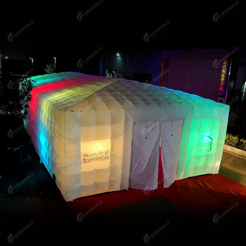 Factory Price Custom Giant Led Light Inflatable Square Tent Led Cube Tent For Event